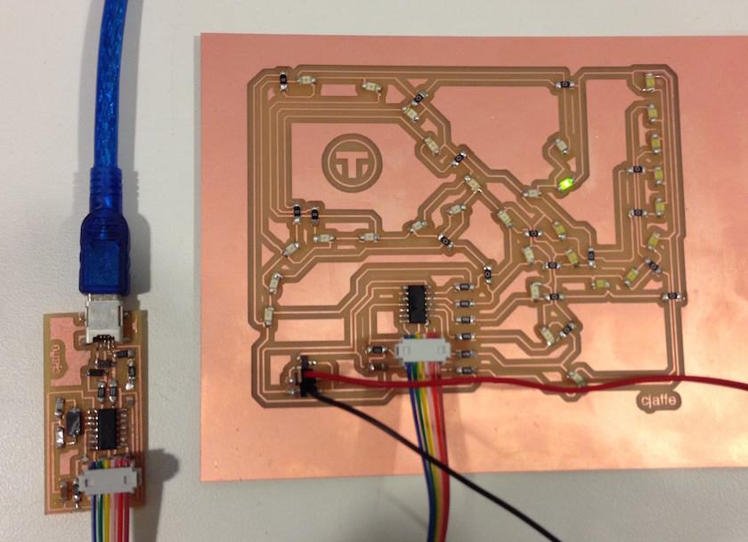 Designed and fabricated PCB board in shape of MBTA map